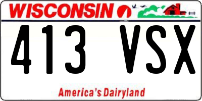 WI license plate 413VSX