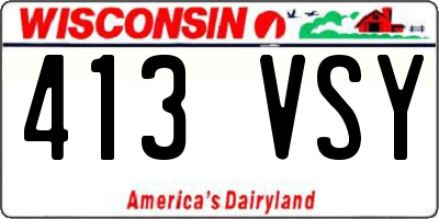 WI license plate 413VSY