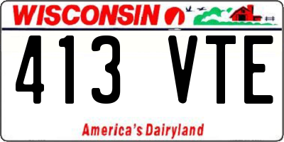 WI license plate 413VTE