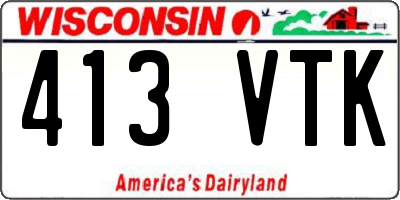 WI license plate 413VTK