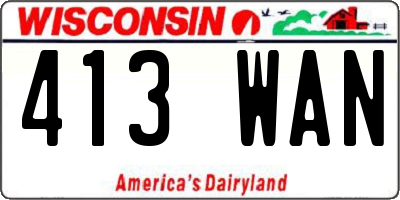 WI license plate 413WAN