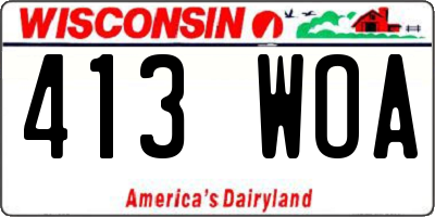 WI license plate 413WOA