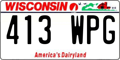 WI license plate 413WPG
