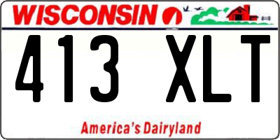 WI license plate 413XLT