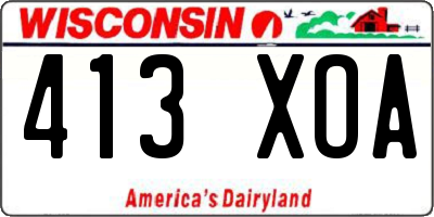 WI license plate 413XOA
