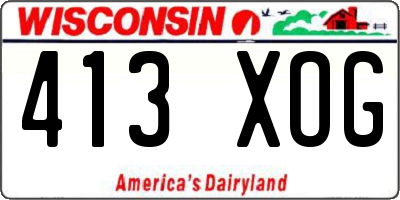 WI license plate 413XOG