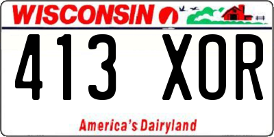 WI license plate 413XOR