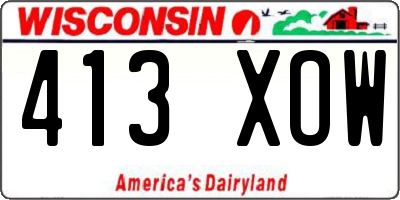 WI license plate 413XOW