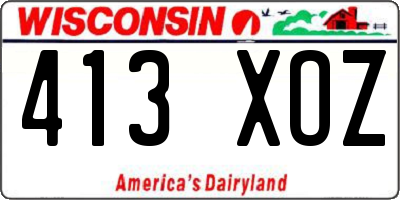 WI license plate 413XOZ