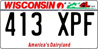 WI license plate 413XPF