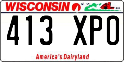 WI license plate 413XPO
