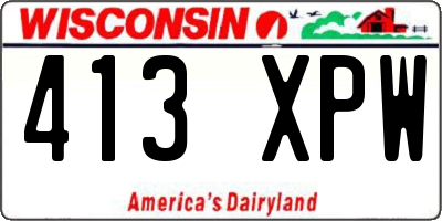 WI license plate 413XPW