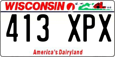 WI license plate 413XPX