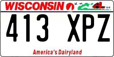 WI license plate 413XPZ