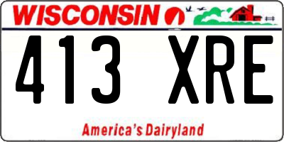 WI license plate 413XRE