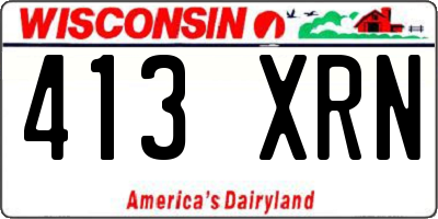 WI license plate 413XRN