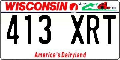 WI license plate 413XRT