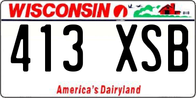WI license plate 413XSB