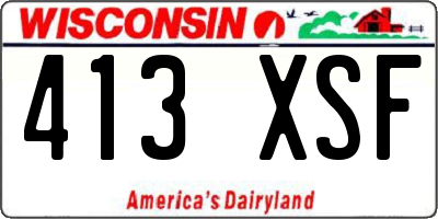 WI license plate 413XSF