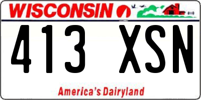 WI license plate 413XSN