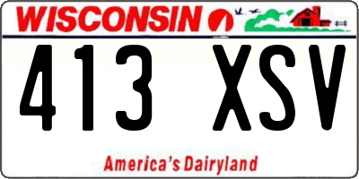 WI license plate 413XSV