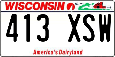 WI license plate 413XSW