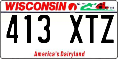 WI license plate 413XTZ