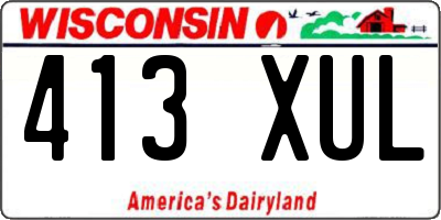 WI license plate 413XUL