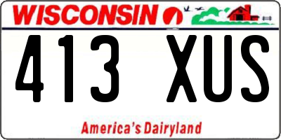 WI license plate 413XUS