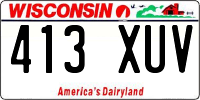 WI license plate 413XUV