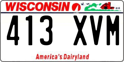 WI license plate 413XVM