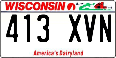 WI license plate 413XVN