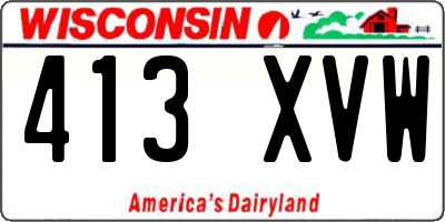 WI license plate 413XVW