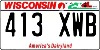 WI license plate 413XWB
