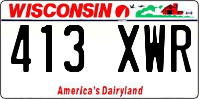 WI license plate 413XWR