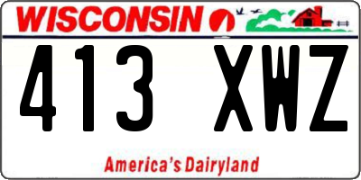 WI license plate 413XWZ