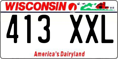 WI license plate 413XXL