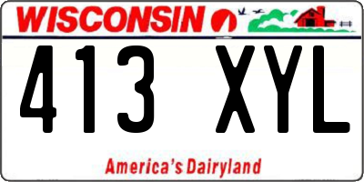 WI license plate 413XYL