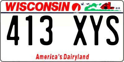 WI license plate 413XYS