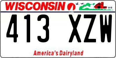 WI license plate 413XZW