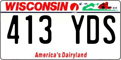 WI license plate 413YDS