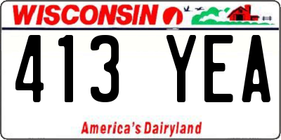 WI license plate 413YEA