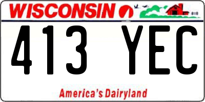 WI license plate 413YEC