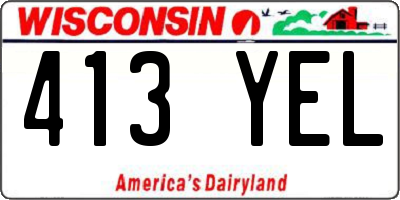 WI license plate 413YEL