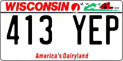 WI license plate 413YEP