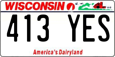 WI license plate 413YES