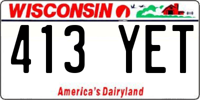 WI license plate 413YET