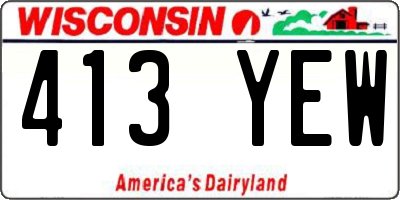 WI license plate 413YEW