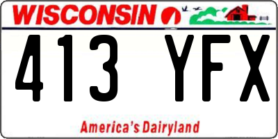 WI license plate 413YFX