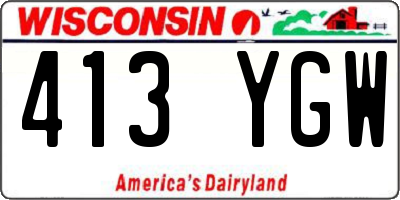 WI license plate 413YGW